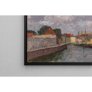 A Canal with Boats Before a Town - Alfred Zoff | Reproduction Tableau Décoration murale affiche copie