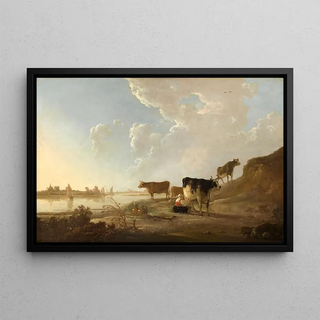 Aelbert Cuyp - Flusslandschaft mit melkender Frau.webp