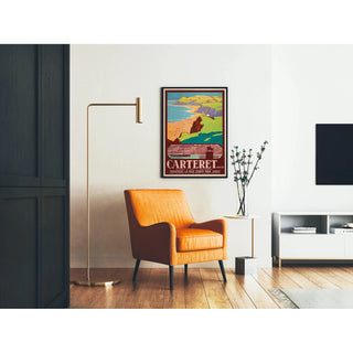 Affiche Carteret vintage – Plage de la Manche et traversée pour Jersey