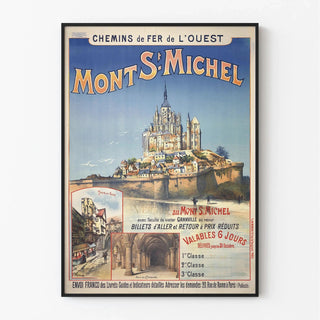 Affiche Mont-Saint-Michel vintage – Vue panoramique et visite guidée