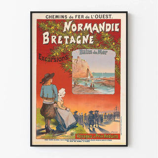 Affiche Normandie Bretagne – Bains de mer et excursions vers 1900