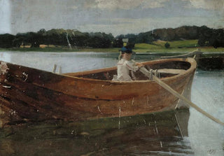Albert Edelfelt - The Artists Sister Berta In A Rowing Boat Study.webp