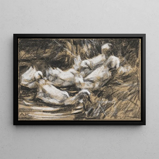 Alexander Koester - Sechs Enten am Schilfufer.webp