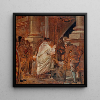 Cardinal bénissant des mendiants aux portes de l'église - Wilhelm Marstrand