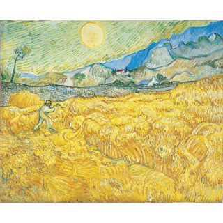 Champ de blé derrière l'hôpital Saint-Paul avec une faucheuse - Vincent van Gogh | Reproduction Tableau Décoration murale affiche copie