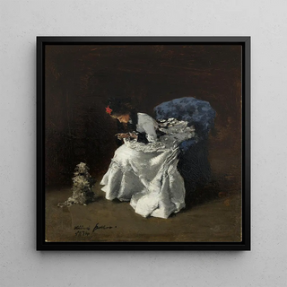 Dame en fine garde-robe avec un chien - Albert von Keller