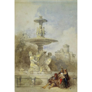 David Roberts - The Fountain on the Prado Madrid.webp