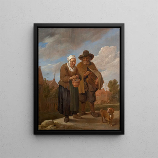David Teniers - Old lady holding a brazier and hurdygurdy player.webp