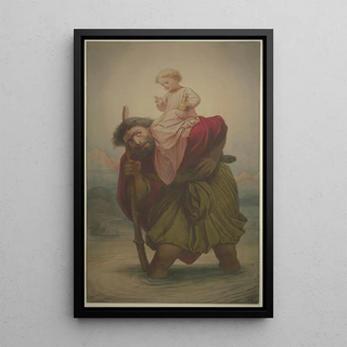 Eduard von Steinle - Der Heilige Christophorus mit dem Jesuskind im Flu 1857.webp