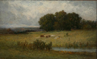 Edward Mitchell Bannister - Bright Scene of Cattle near Stream.webp