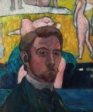Emile Bernard - Autoportrait au tableau Baigneuses la vache rouge.webp