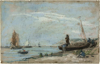 Eugne Boudin - Beach with Fishing Boats.webp