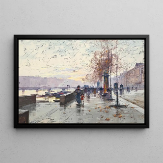 Eugne GalienLaloue - Figures at the Quai de Louvre Paris.webp