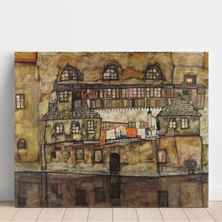 Façade de Maison sur la Rivière d'Egon Schiele | Reproduction Tableau Décoration murale affiche copie