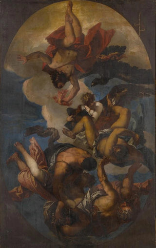 Follower Of Paolo Veronese - Jupiter throwing thunderbolts at the vices.webp