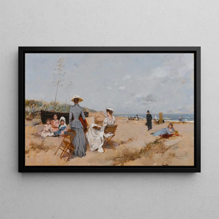 Francesc Miralles i Galaup - Painting on the beach.webp