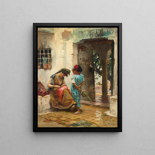 Frederick Arthur Bridgman - The Sewing Lesson.webp