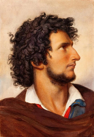 Friedrich von Amerling - Head of a Young Bearded Venetian Man in Profile.webp