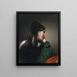 Friedrich von Amerling - Mdchen im Profil mit schwarzer Mantille.webp