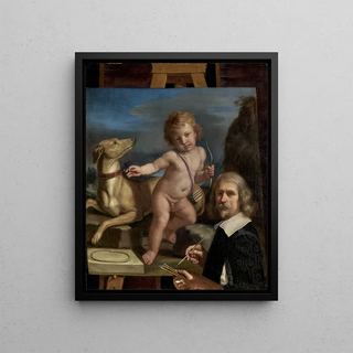Guercino - SelfPortrait before a Painting of Amor Fedele.webp