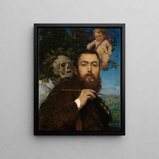 Hans Thoma - Selfportrait with Cupid and Death.webp