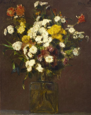 Henri FantinLatour - Reines marguerites et fleurs diverses dans un vase.webp