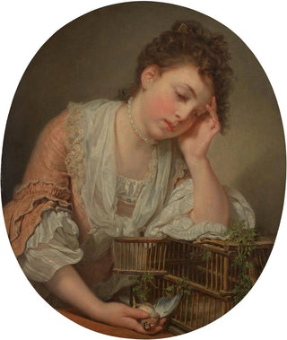 JeanBaptiste Greuze - Une jeune fille qui pleure la mort de son oiseau A girl weeping over her dead bird.webp