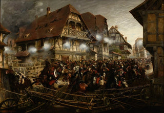 JeanBaptiste douard Detaille - Charge du 9e rgiment de cuirassiers dans le village de Morsbronn.webp