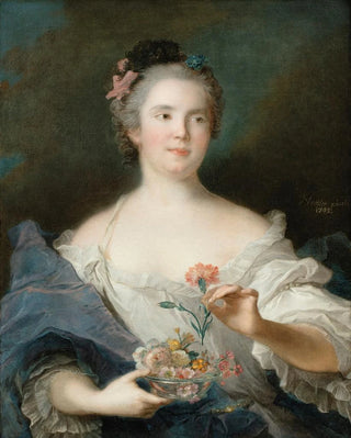 JeanMarc Nattier - Portrait Of A Lady Holding A Carnation Said To Be La Duchesse De Chteauroux.webp