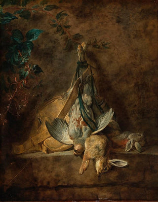 Jean Simon Chardin - A Still Life Two Rabbits a Grey Partridge Game Bag and a Powder Flask.webp