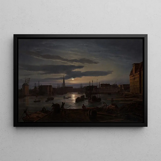 Johan Christian Dahl - Copenhagen Harbor by Moonlight.webp