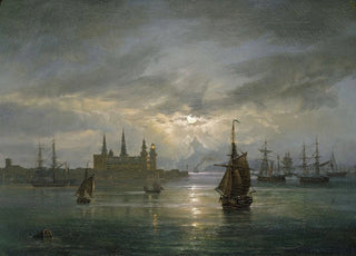 Johan Christian Dahl - Kronborg Castle in Moonlight.webp