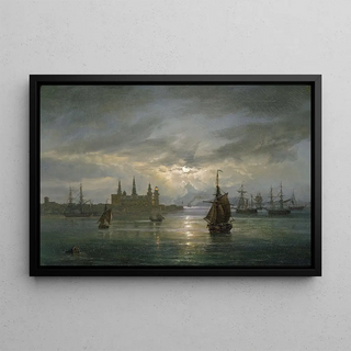 Johan Christian Dahl - Kronborg Castle in Moonlight.webp