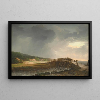 Johan Christian Dahl - The Bridge across Tryggevlde River with a View of Kge Zealand.webp