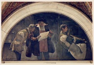 John White Alexander - Printing Press mural in Evolution of the Book series.webp