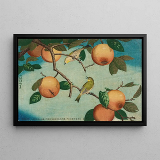 Kobayashi Kiyochika - Persimmons and WhiteEyes.webp