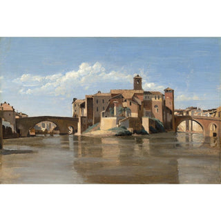 L'Île et le pont San Bartolomeo, Rome - Jean-Baptiste-Camille Corot | Reproduction Tableau Décoration murale affiche copie