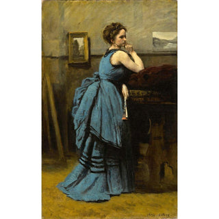 La Dame en bleu de Jean-Baptiste-Camille Corot | Reproduction Tableau Décoration murale affiche copie
