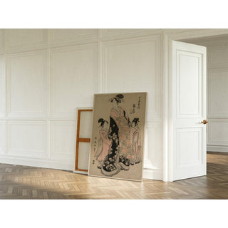 La courtisane Hinazuru de Chojiya avec ses suivantes Tsuruji et Tsuruno - Kitagawa Utamaro | Reproduction Tableau Décoration murale affiche copie