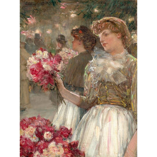 La fille aux pivoines - Childe Hassam | Reproduction Tableau Décoration murale affiche copie