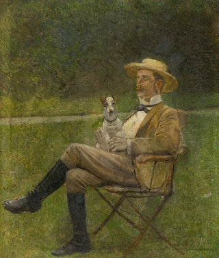 Ladislav Mednynszky - Study of a Seated Man with a Dog.webp