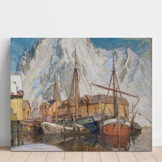 Le port de Svolvær, Lofoten - Anna Boberg | Reproduction Tableau Décoration murale affiche copie