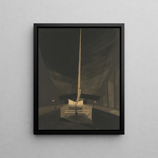 Lon Spilliaert - Het luchtschip Belgique II in zijn loods.webp