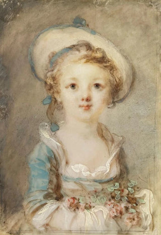 MarieAnne Fragonard - Jeune fille au chapeau et au bouquet de fleurs.webp