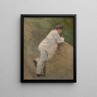 Marie Bracquemond - Study of a man in a white suit for En bateau Sisley et sa femme.webp