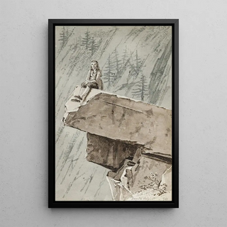 Martinus Rrbye - En mand der sidder p et klippefremspring I baggrunden en bjergskrning.webp