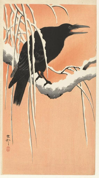 Ohara Koson - Crow on snowy branch.webp