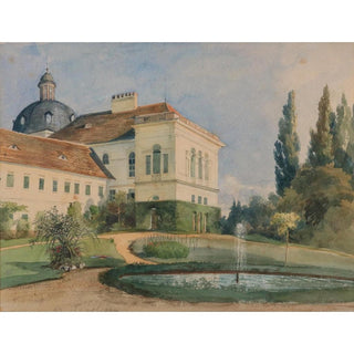 Parc du château avec fontaine - Marie Egner | Reproduction Tableau Décoration murale affiche copie