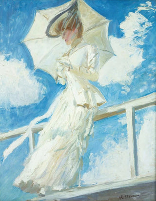 Paul Csar Helleu - Portrait Of Mrs Helleu With An Umbrella.webp