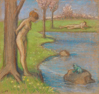 Ludwig von Hofmann - Frhlingslandschaft mit Paar am Froschteich.webp